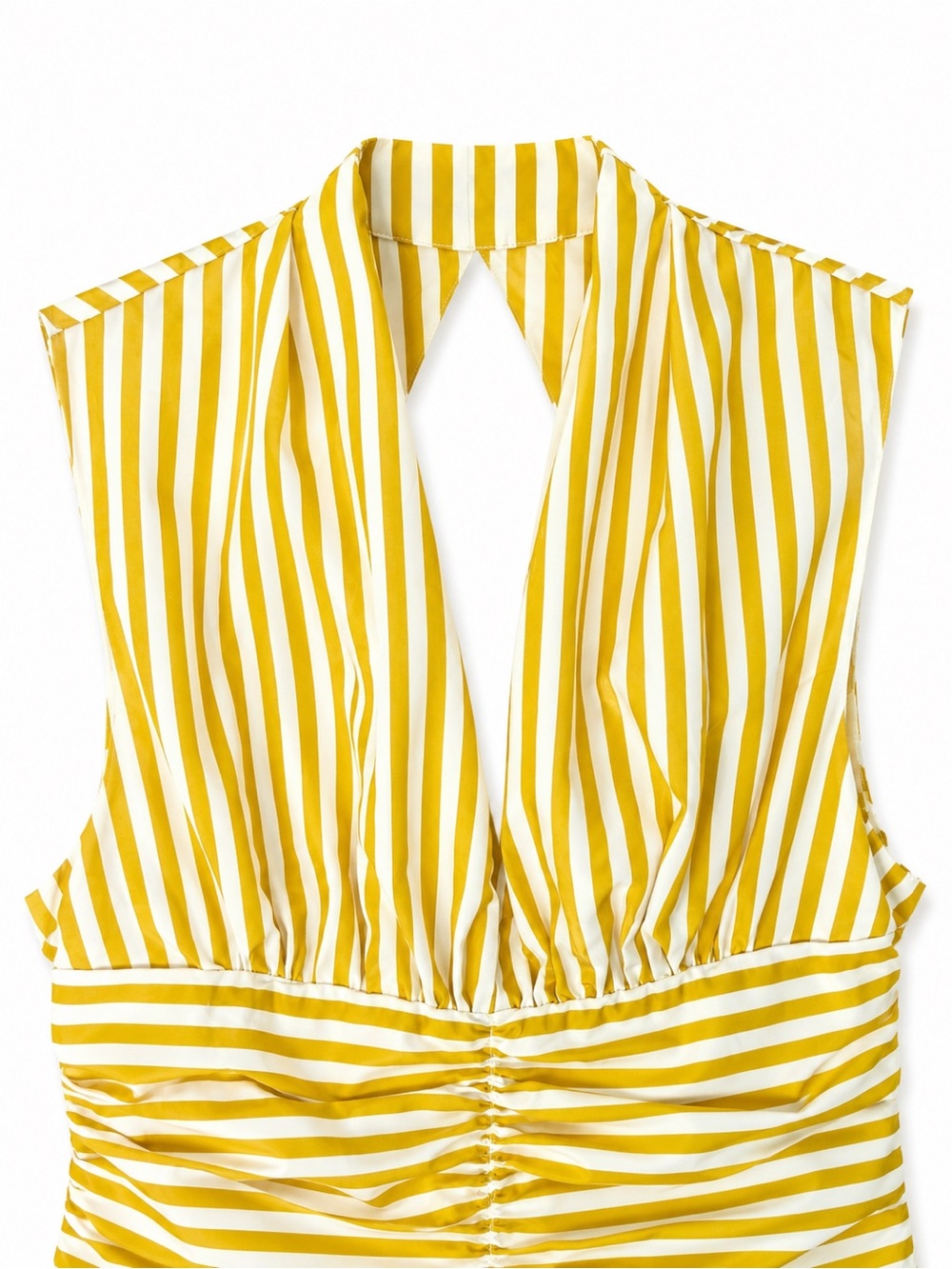 Micas ☀️Yellow & White Striped Halter Mini Dress – NWT - Picture 4 of 16